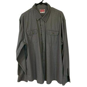 Wrangler Men's Premium Quality Long Sleeve Cotton Work Shirt Size XXL Gray Heavy